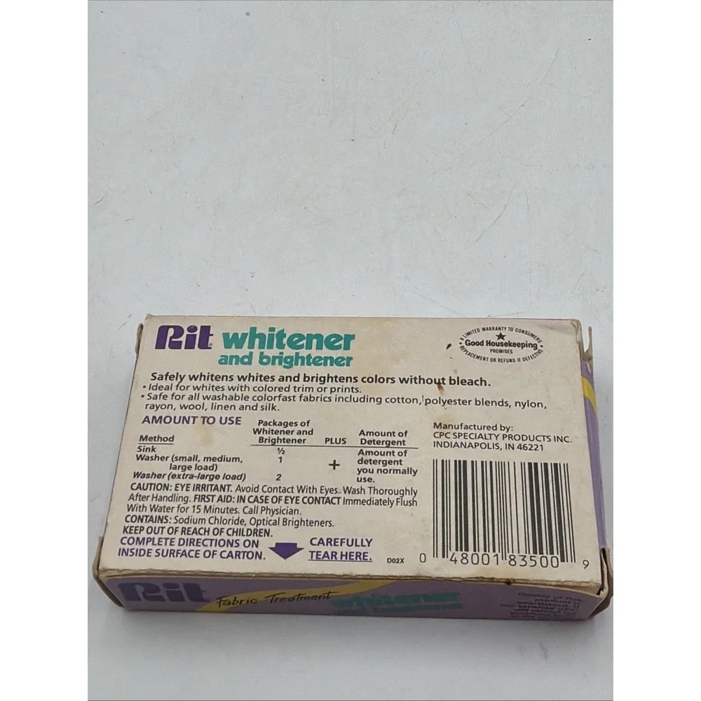 Vintage Craft County Rit Dye Laundry Treatment Whitener and Brightener 1 fl oz